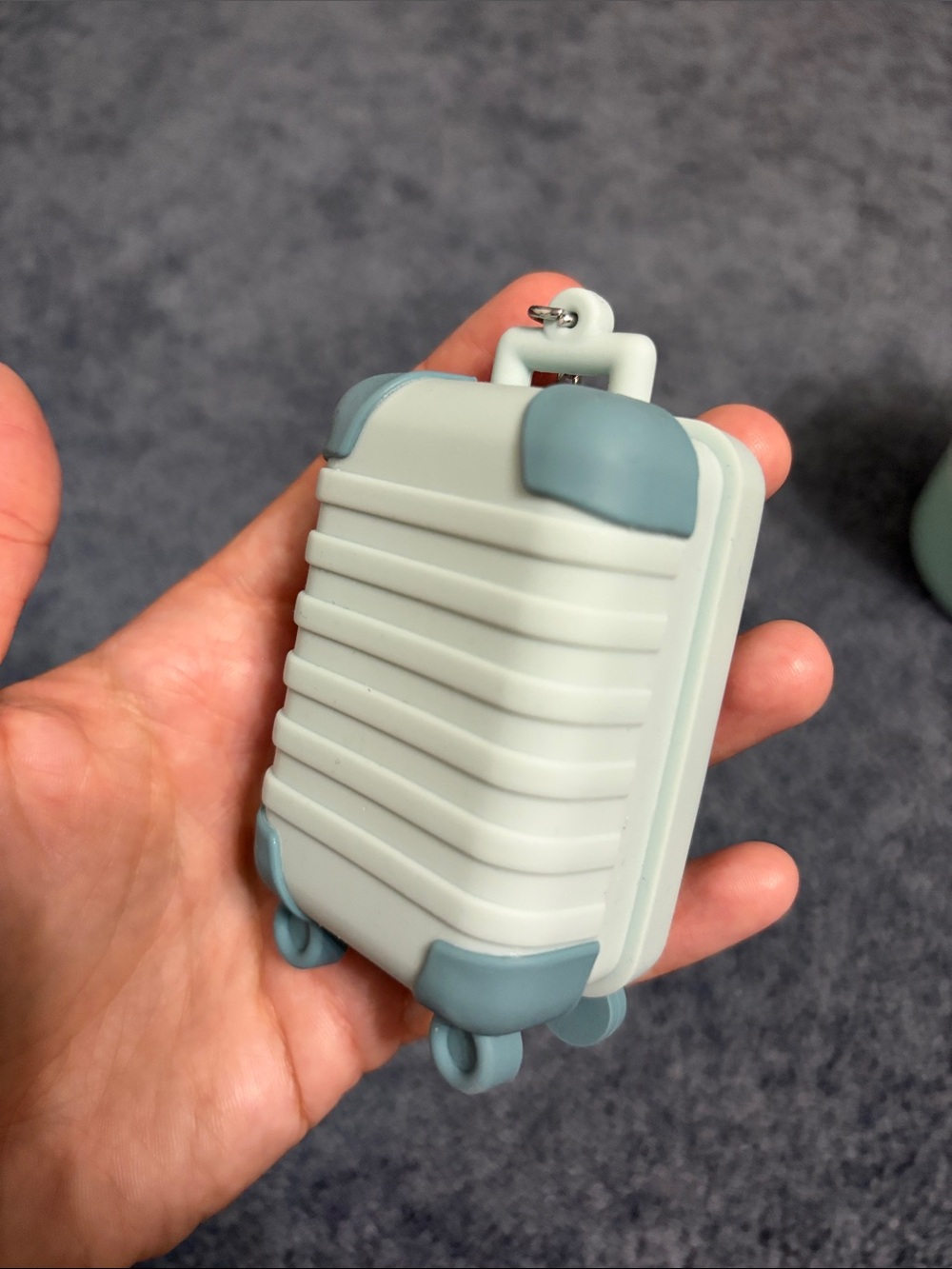 Mini Luggage Silicone Phone Accessory - Light Gray & Blue